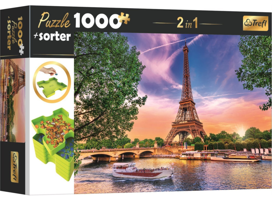 TREFL Puzzle s triedičom 2v1 Eiffelova veža, Paríž 1000 dielikov