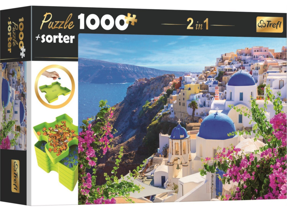 TREFL Puzzle s triedičom 2v1 Santorini, Grécko 1000 dielikov