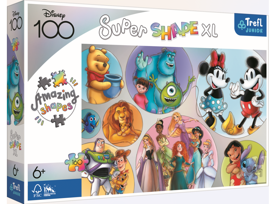 TREFL Puzzle Super Shape XL Disneyho farebný svet 160 dielikov