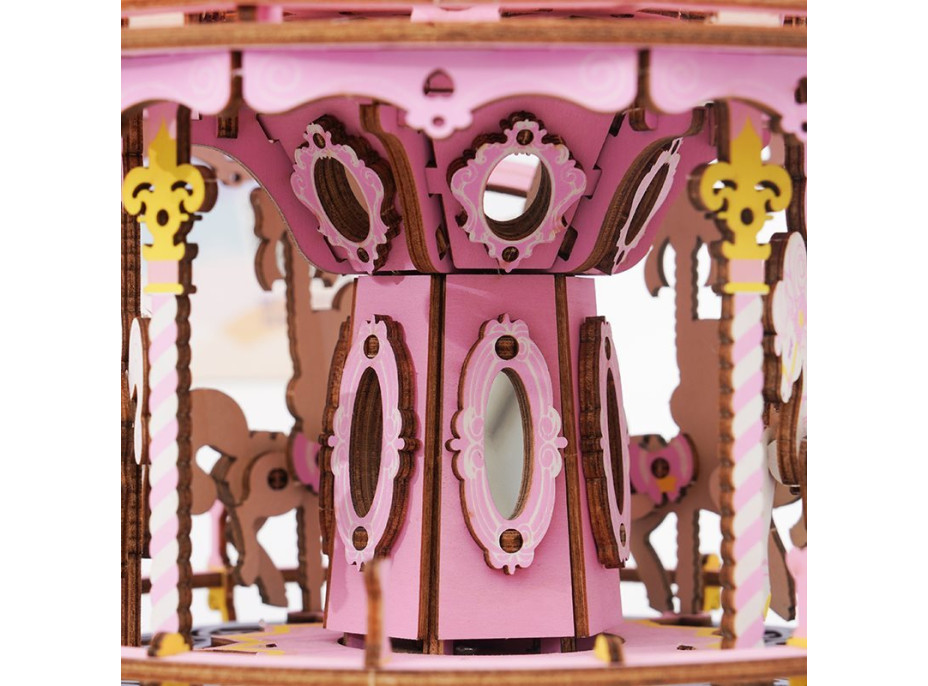 ROBOTIME Roker Svietiace 3D drevené puzzle Romantický kolotoč snov (hracia skrinka) 346 dielikov