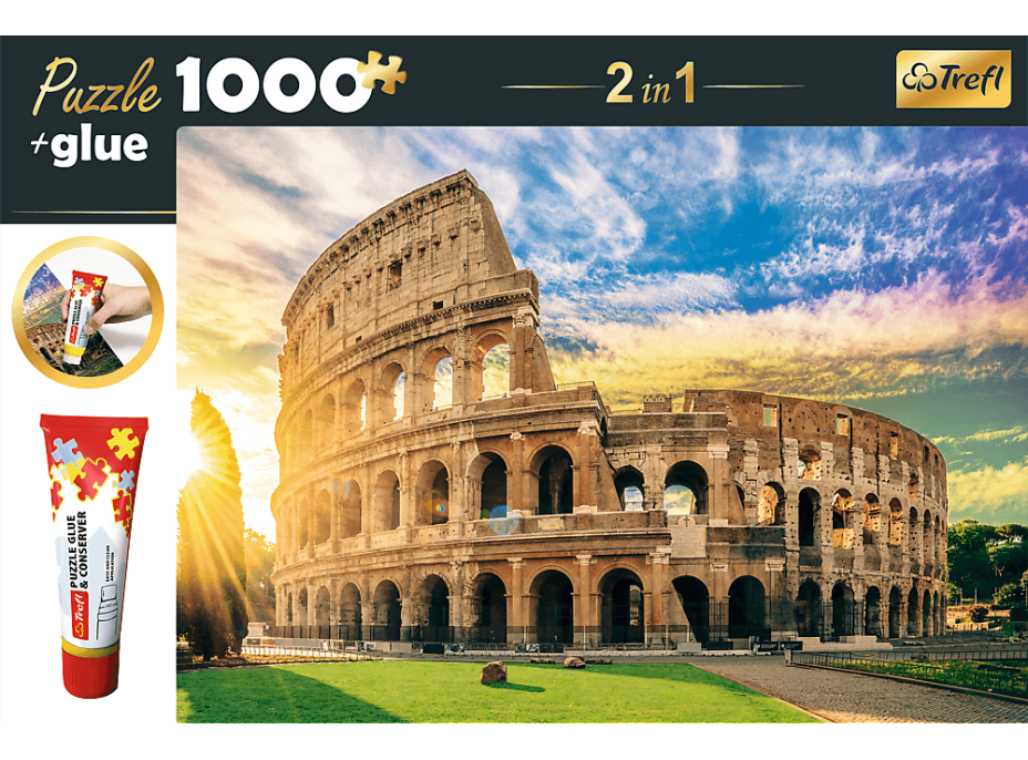 TREFL Sada 2v1 puzzle Amfiteáter Fláviov, Rím, Taliansko 1000 dielikov s lepidlom