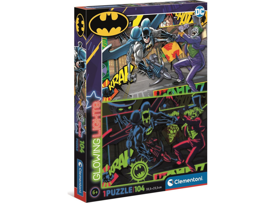 CLEMENTONI Svietiace puzzle Batman 104 dielikov