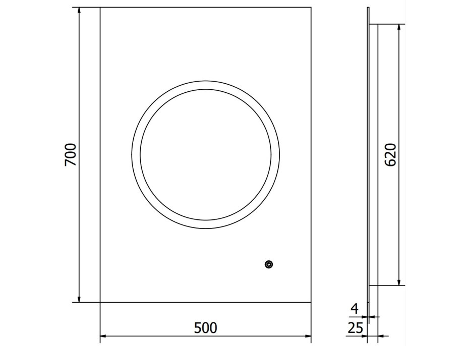 Obdĺžnikové zrkadlo MEXEN KOGA 50x70 cm - s LED podsvietením a vyhrievaním, 9821-050-070-611-00