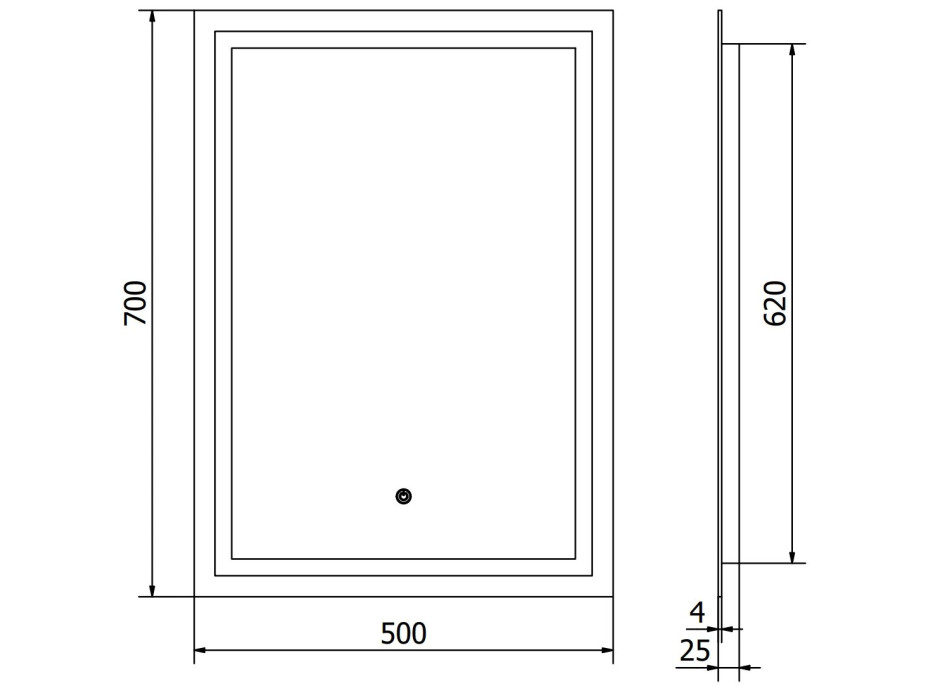 Obdĺžnikové zrkadlo MEXEN MIKO 50x70 cm - s LED podsvietením a vyhrievaním, 9819-050-070-611-00