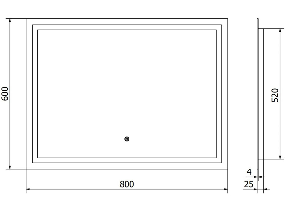 Obdĺžnikové zrkadlo MEXEN MIKO 80x60 cm - s LED podsvietením a vyhrievaním, 9819-080-060-611-00