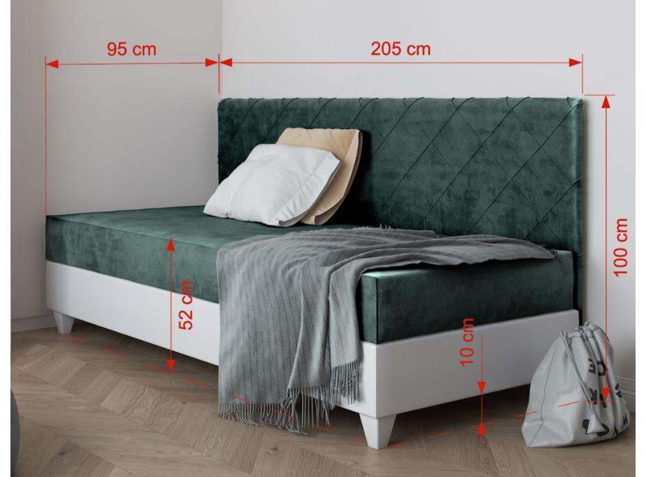 Čalúnená posteľ LAGOS II - 200x90 cm - zelená