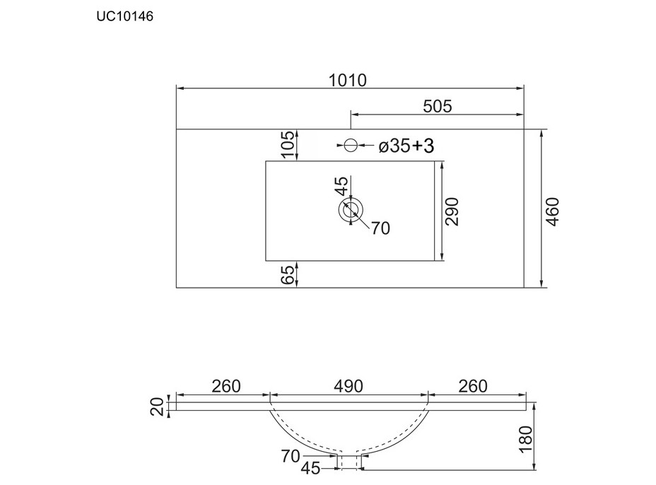 Keramické umývadlo SLIM - 101x46x18 cm - biele