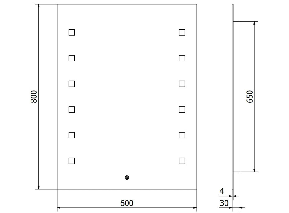 Obdĺžnikové zrkadlo MEXEN NER 60x80 cm - s LED podsvietením a vyhrievaním, 9809-060-080-611-00