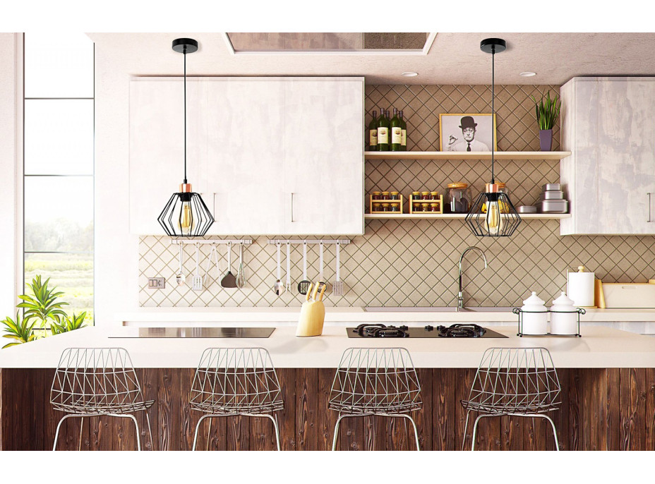 Stropné svietidlo SIENA long - čierne/rose gold