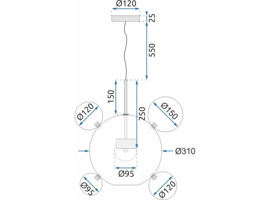 Stropné LED svietidlo ATOM - 5W - zlaté