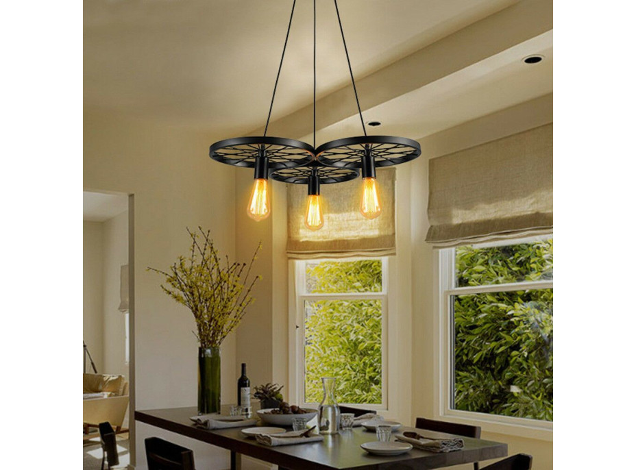 Stropné svietidlo LOFT WHEEL 3 - čierne