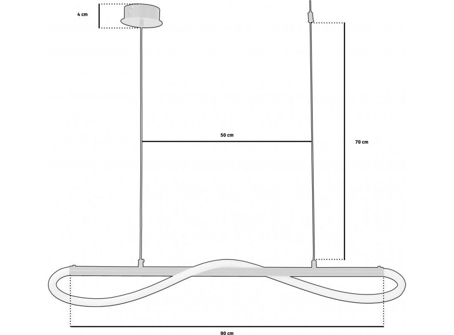 Stropné LED svietidlo CURVE - 60W - čierne