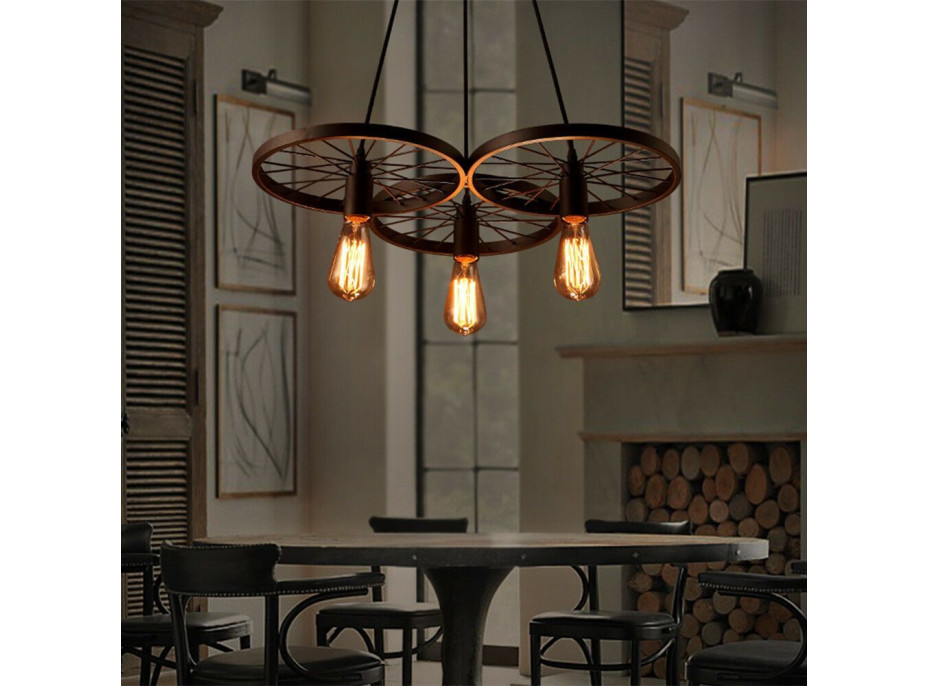 Stropné svietidlo LOFT WHEEL 3 - čierne