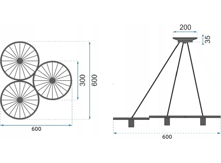 Stropné svietidlo LOFT WHEEL 3 - čierne