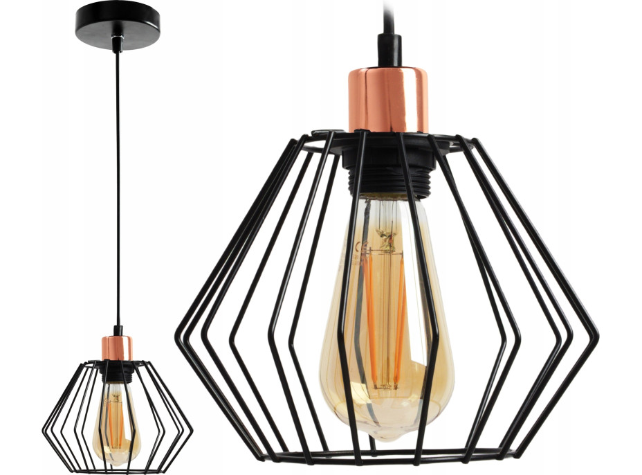 Stropné svietidlo SIENA long - čierne/rose gold