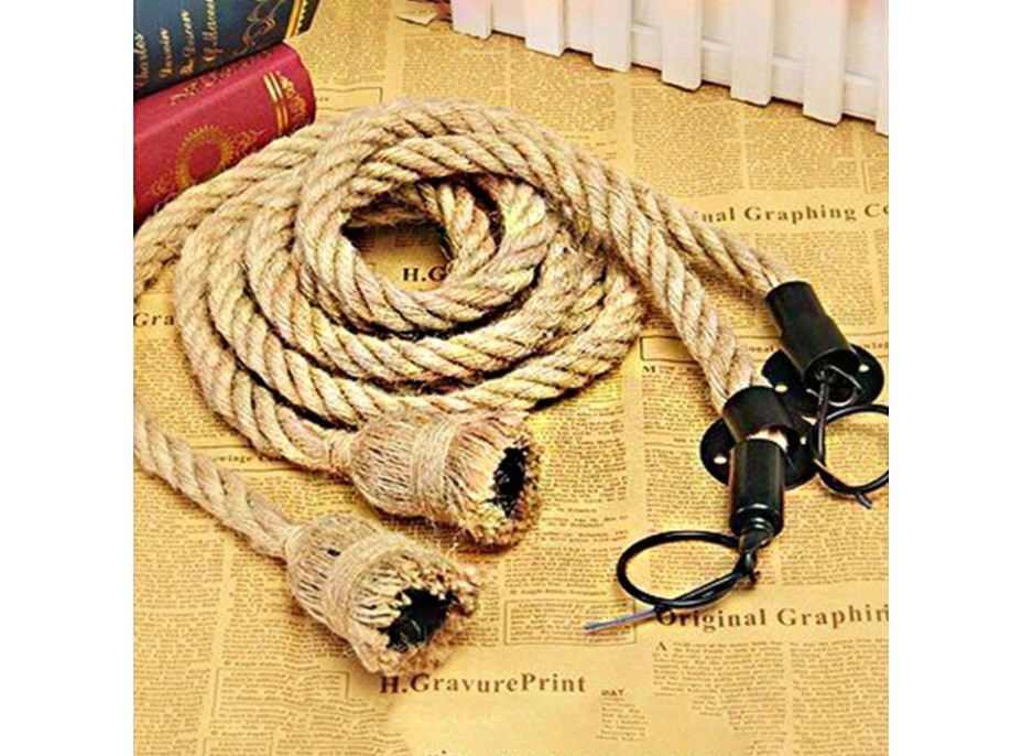 Stropné svietidlo 8 ROPES - kov/lano