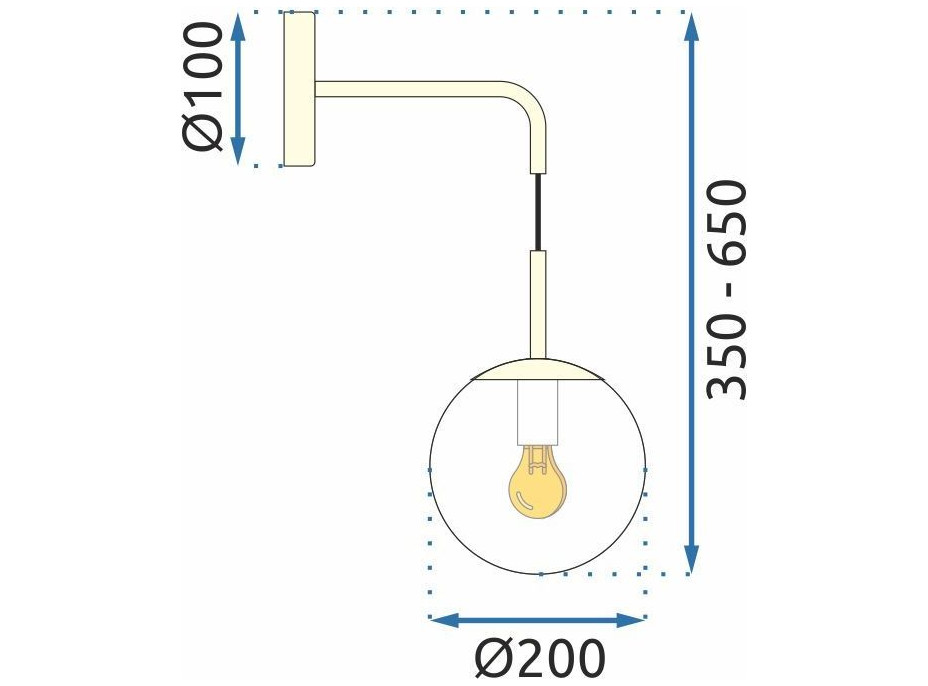 Nástenné svietidlo LIMP - zlaté/mliečne