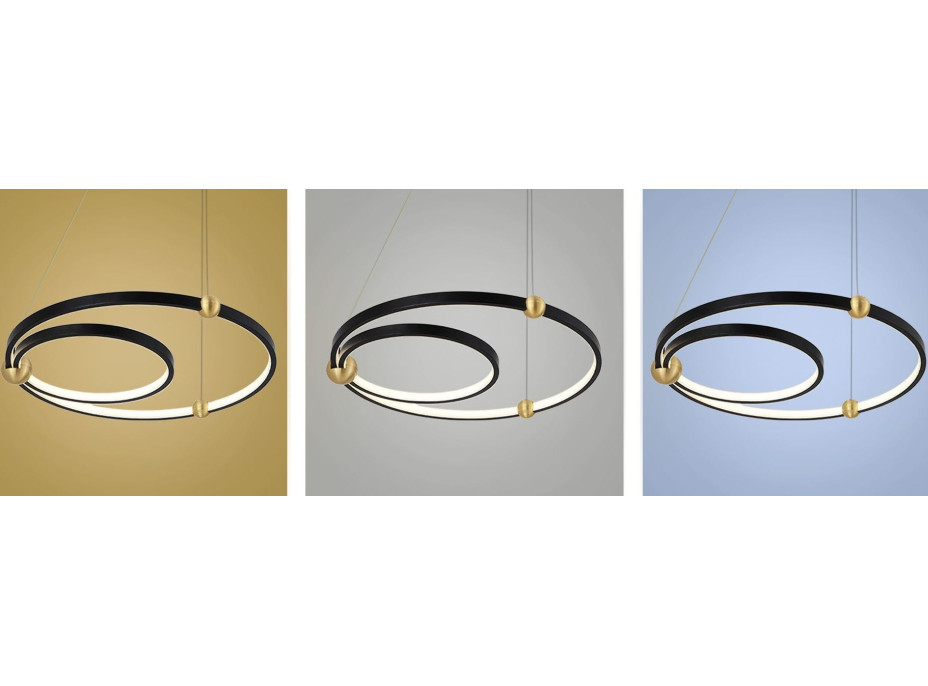 Stropné LED svietidlo PLANETARY 60W - čierne / zlaté + ovládač