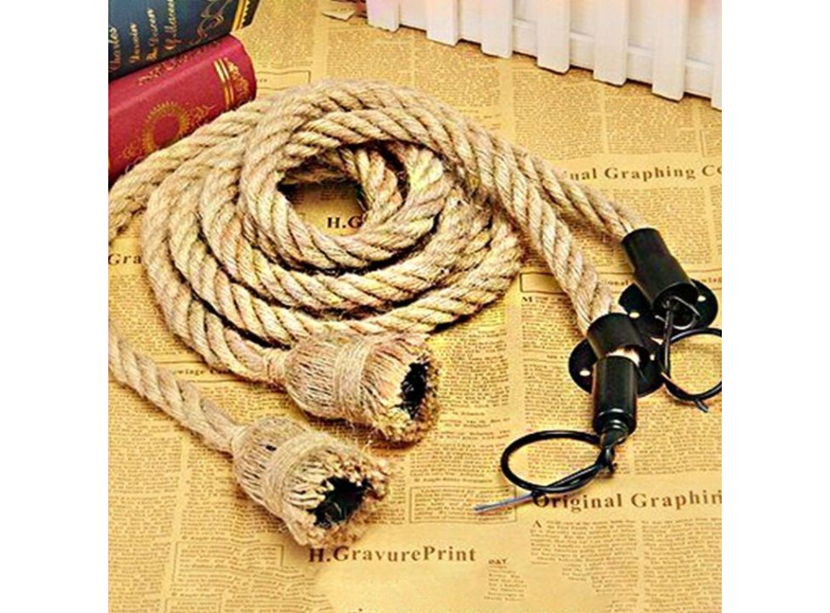 Stropné svietidlo 6 ROPES - kov/lano