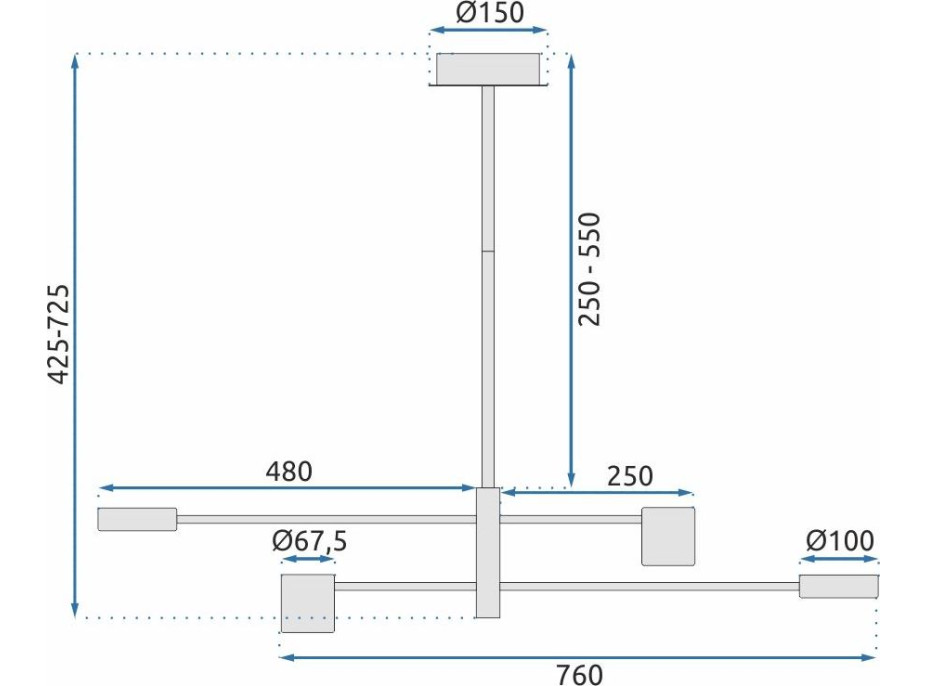 Stropné LED svietidlo HANDY 4 - 50W - čierne