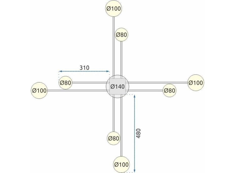 Stropné LED svietidlo ARMS 40W - čierne + ovládač