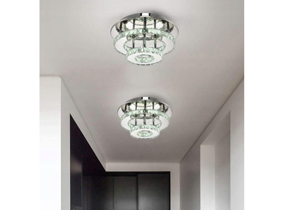 Stropné LED krištáľové svietidlo PLATON double circle - 20W - neutrálna biela