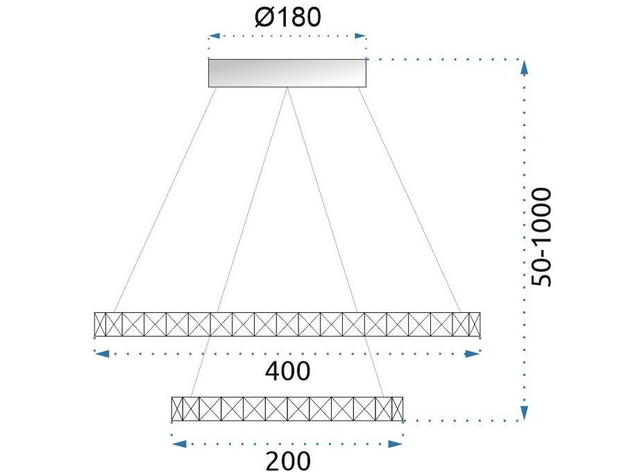 Stropné LED svietidlo VEGAS - 38W - kruhy 20 +40 cm + ovládač