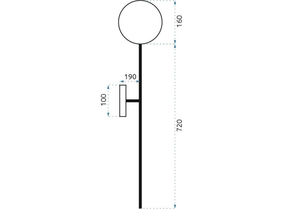 Nástenné svietidlo TORCH 90 cm - čierne