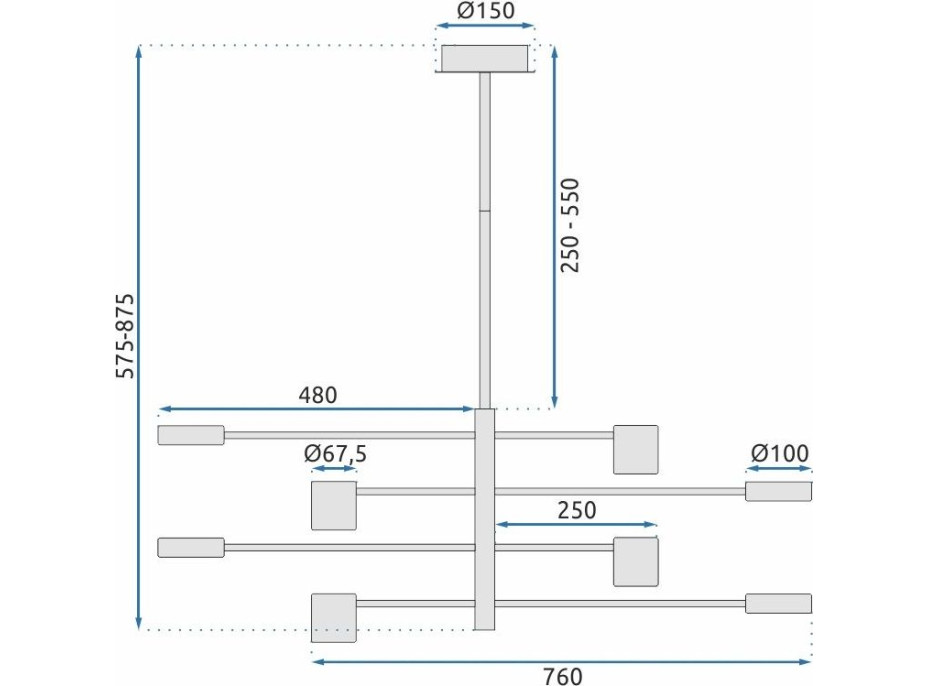 Stropné LED svietidlo HANDY 8 - 50W - čierne