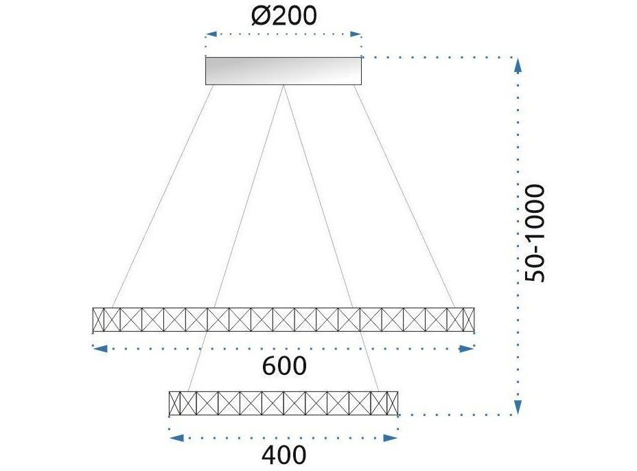 Stropné LED svietidlo VEGAS - 50W - kruhy 40 +60 cm + ovládač