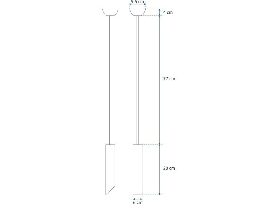 Stropné svietidlo SPIKE long 20 cm - čierne/zlaté