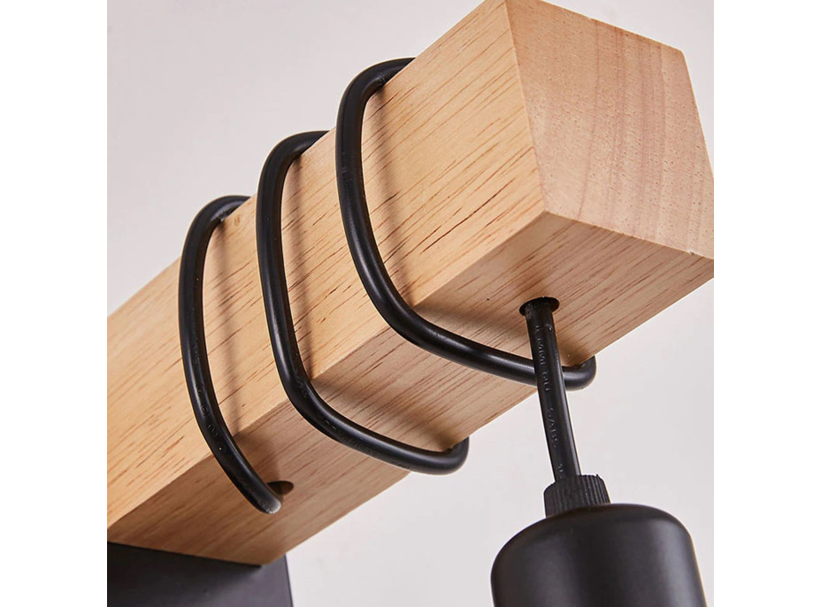 Nástenné svietidlo CABLE - drevo/kov - čierne