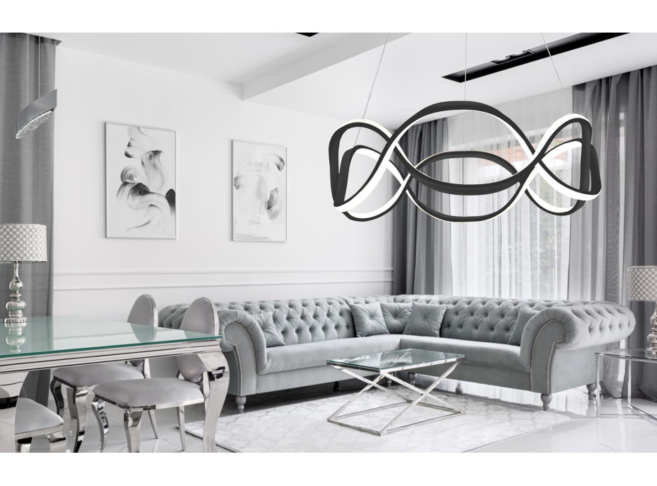 Stropné LED svietidlo PULSE 120W - čierne + ovládač