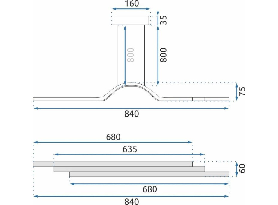 Stropné LED svietidlo WING 70W - biele + ovládač