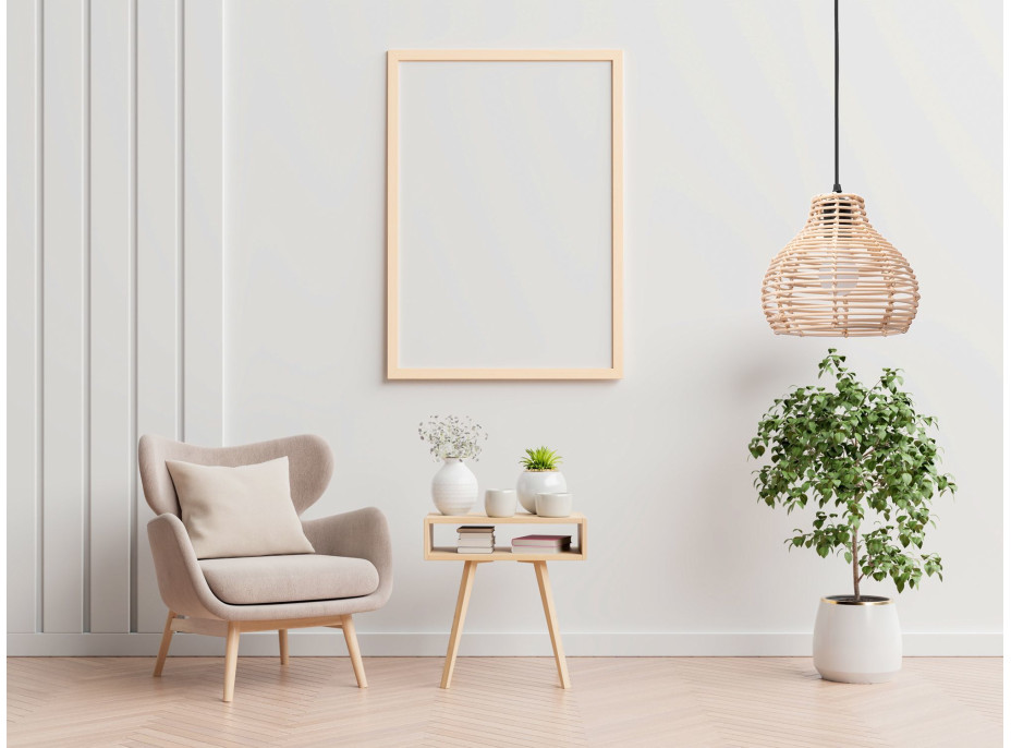 Stropné svietidlo BOHO small bulb - bambusové/čierne