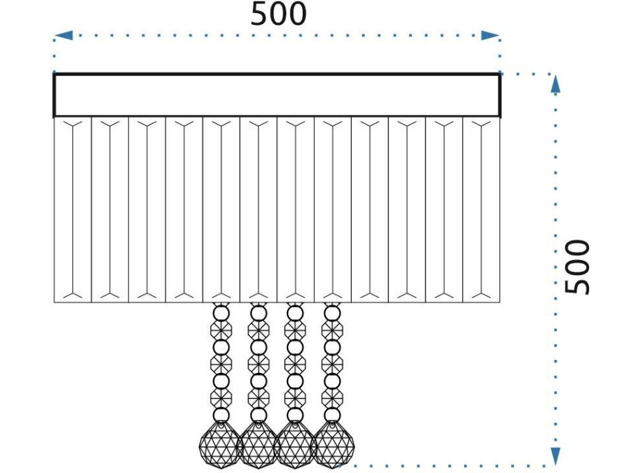Stropné krištáľové svietidlo CRYSTAL palice - 50x50 cm - chrómové