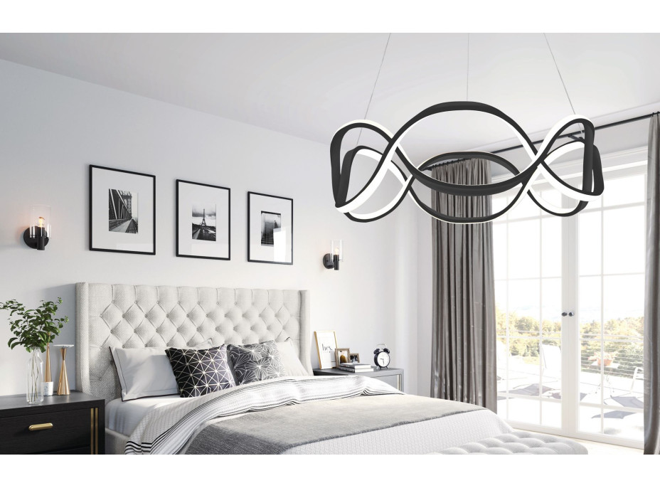 Stropné LED svietidlo PULSE 120W - čierne + ovládač