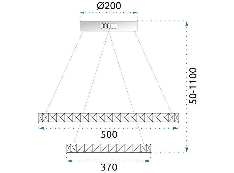 Stropné LED krištáľové svietidlo SLIDE - 90W - chrómové - s ovládačom