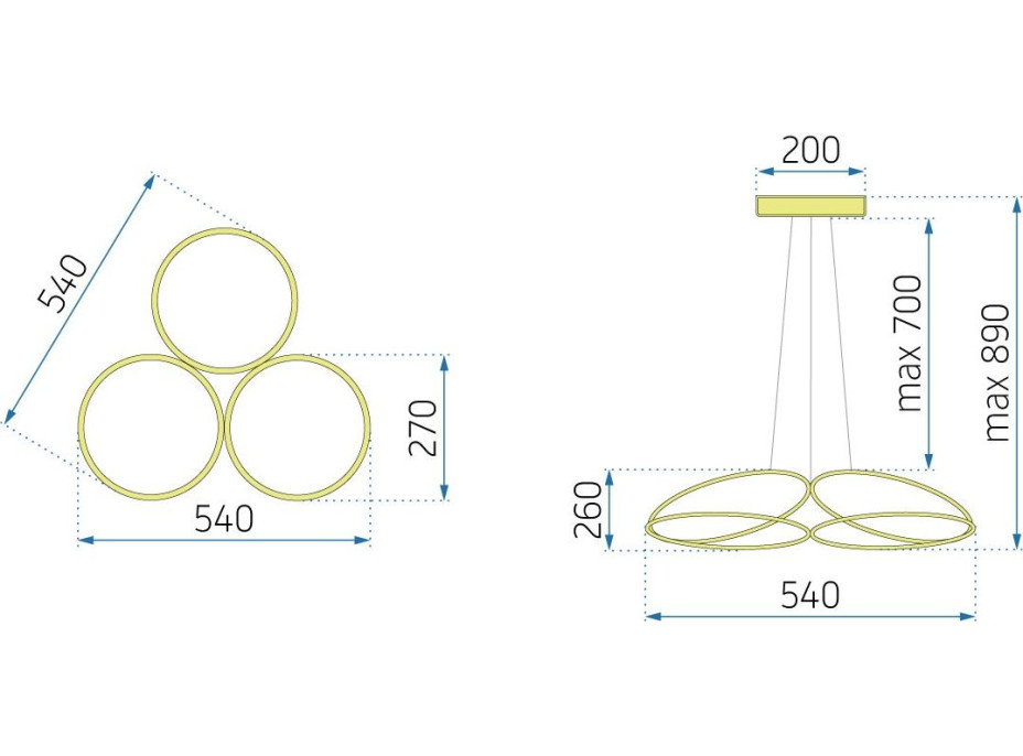 Stropné LED svietidlo HALO 120W - zlaté + ovládač