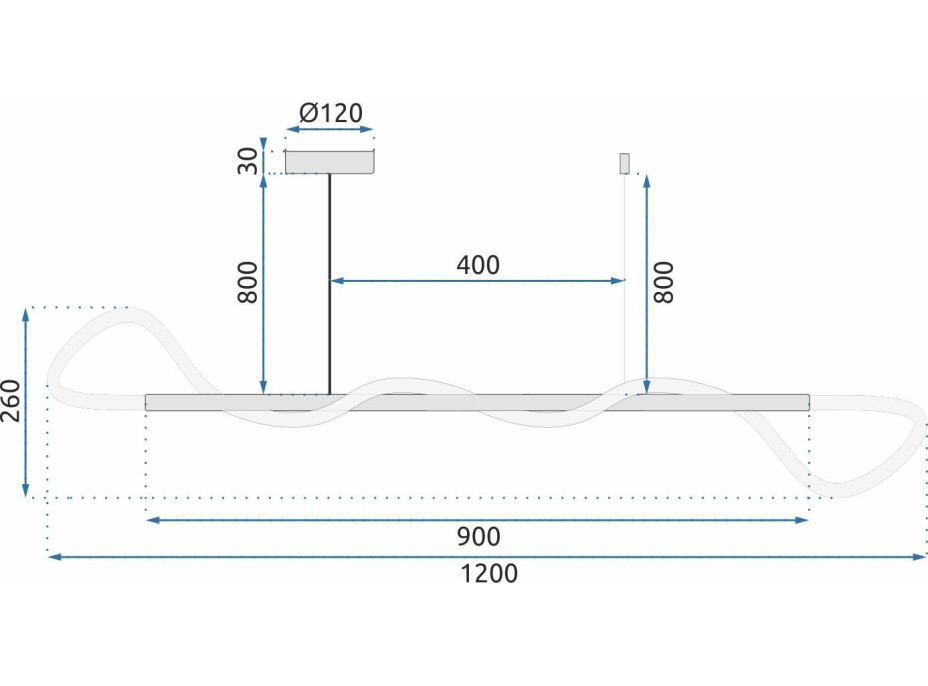 Stropné LED svietidlo CURVE maxi - 60W - chrómové