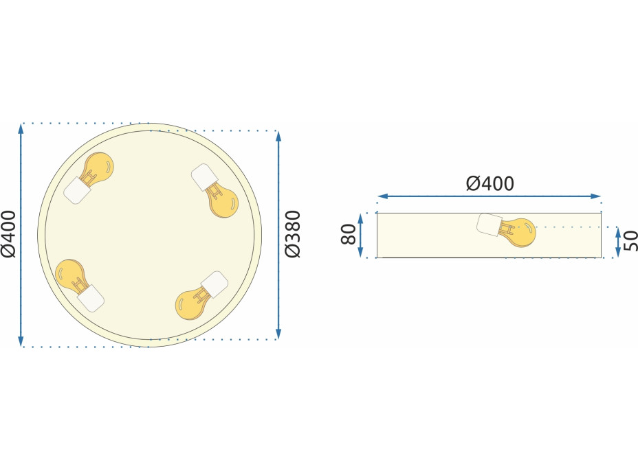 Stropné svietidlo COLE round - 40x40x8 cm - zlaté