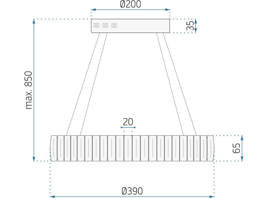 Stropné LED krištáľové svietidlo DING - 40W - chrómové - s ovládačom