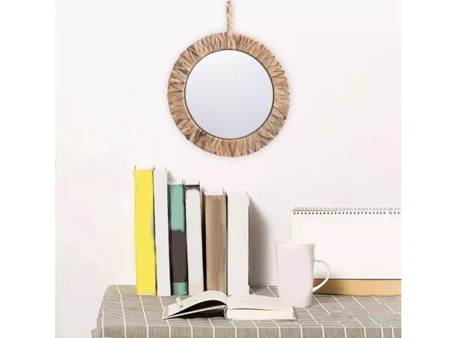 Okrúhle zrkadlo BOHO 35 cm - bambusový rám