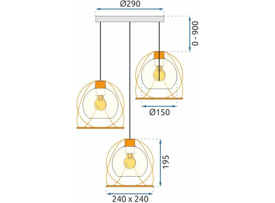 Stropné svietidlo CIRCLE CAGE 3 - kov/sklo - zlaté/čierne