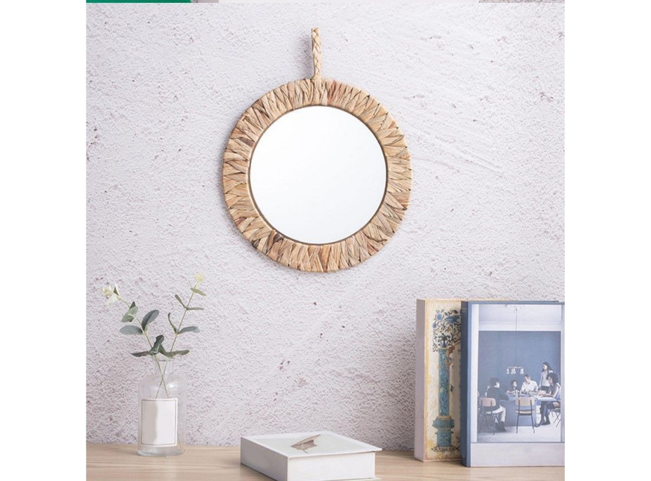 Okrúhle zrkadlo BOHO 35 cm - bambusový rám