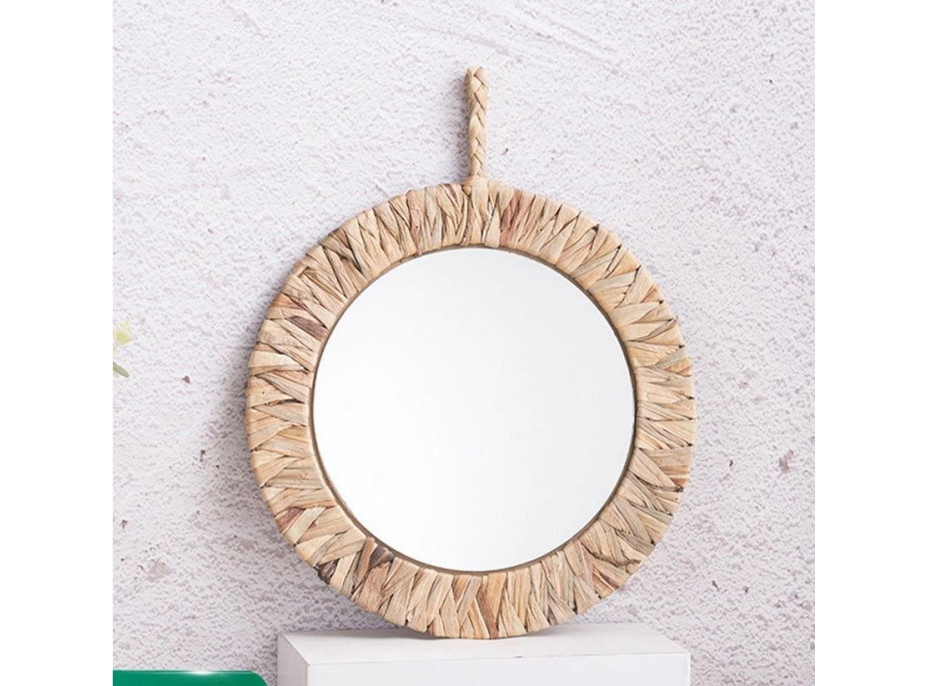 Okrúhle zrkadlo BOHO 35 cm - bambusový rám