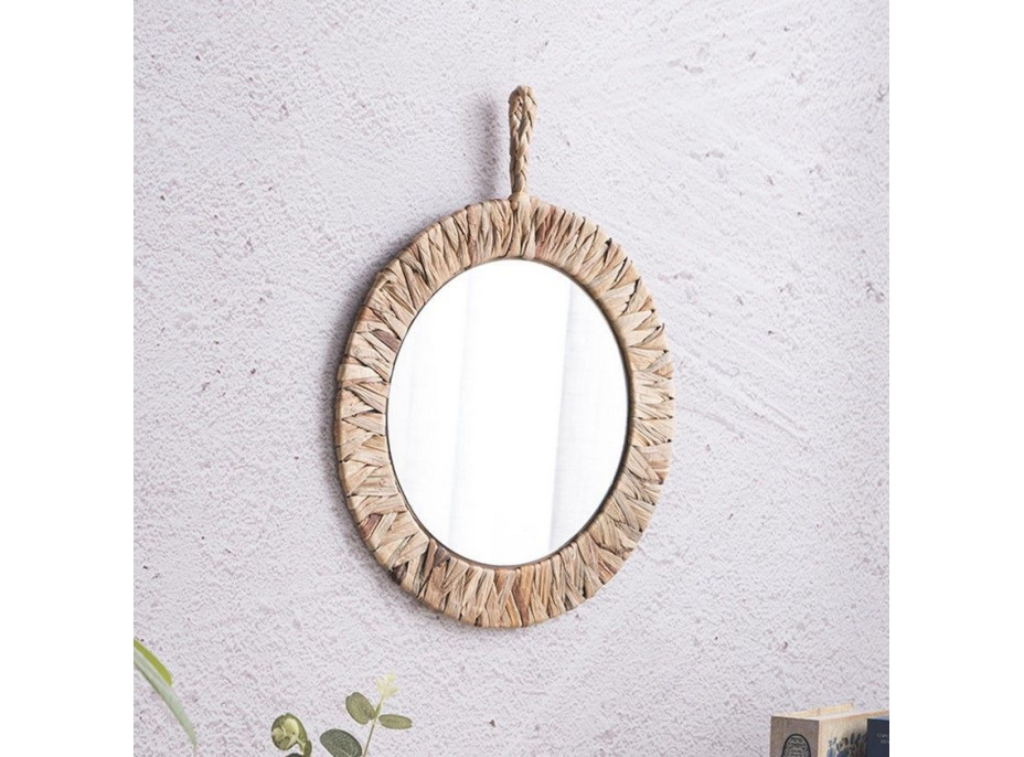 Okrúhle zrkadlo BOHO 35 cm - bambusový rám