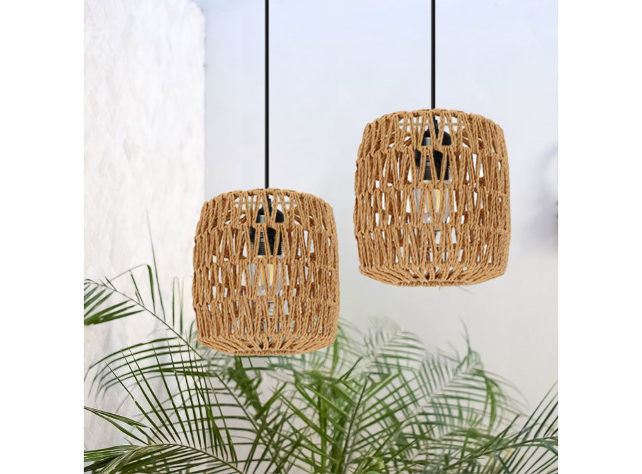 Stropné svietidlo BOHO rope - jutové/čierne
