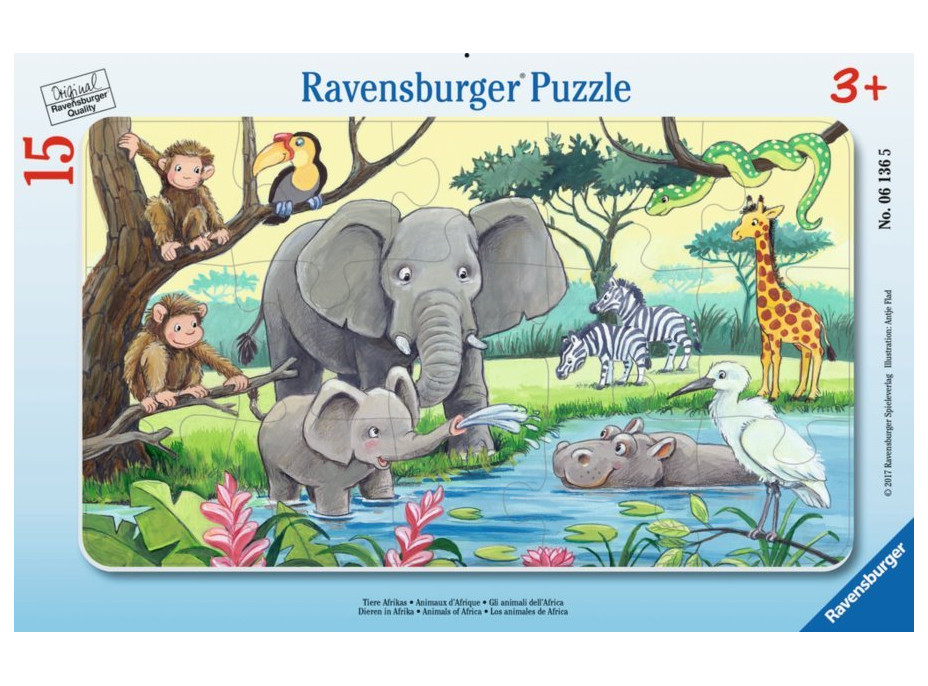 RAVENSBURGER Puzzle Africké zvieratá 15 dielikov
