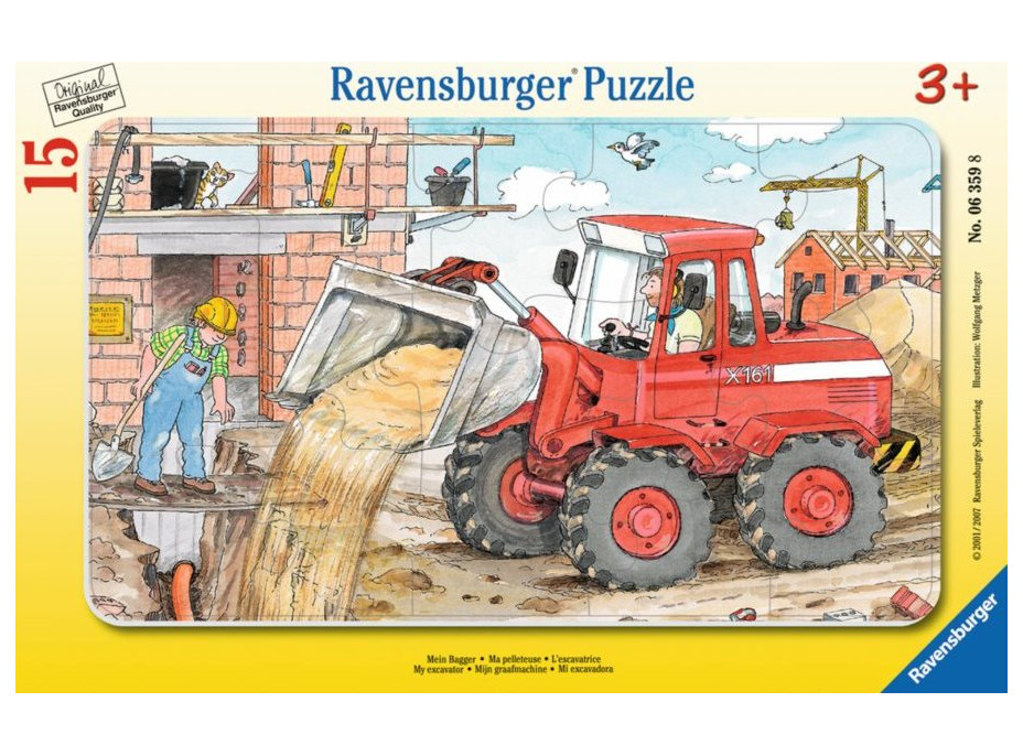 RAVENSBURGER Puzzle Práca s bagrom 15 dielikov